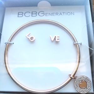 New BCBG Heart Love boxed earring and bracelet set